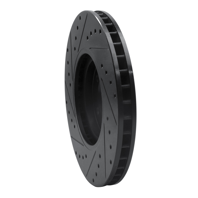 Jaguar Vanden Plas Brake Rotor (1) - Front Right - R1 Concepts - Drilled & Slotted - Black - `03-`05